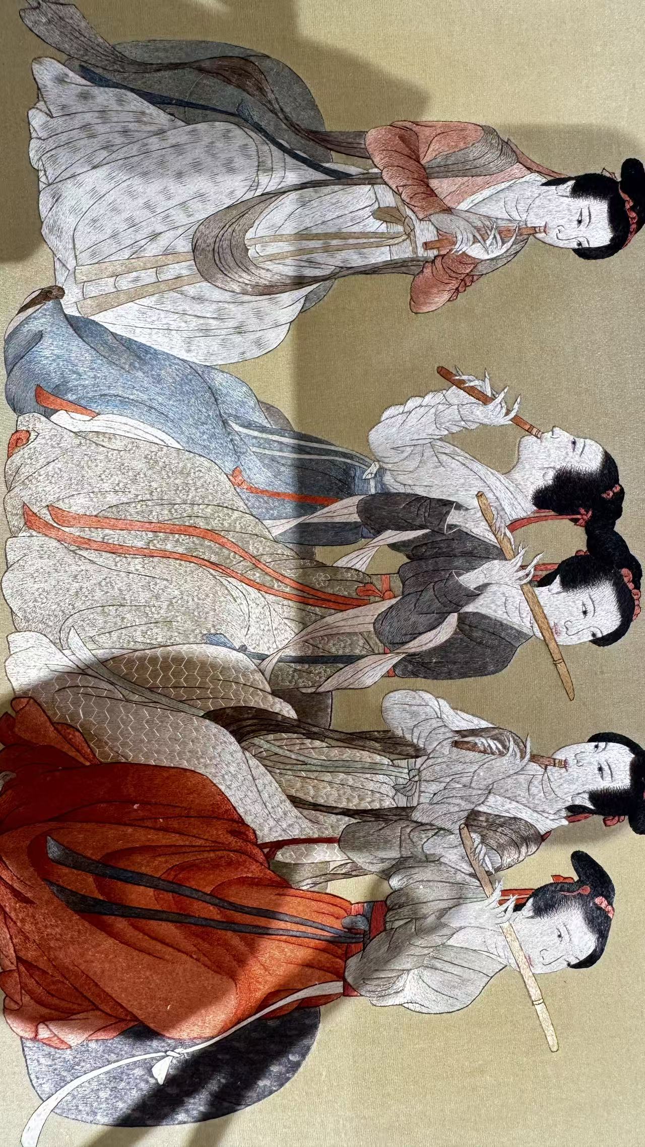 Shu Embroidery Tang Court Ladies Playing Flute